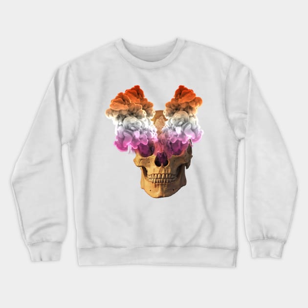 Subtle Lesbian Flag Halloween Skull Crewneck Sweatshirt by Gedwolcraeft